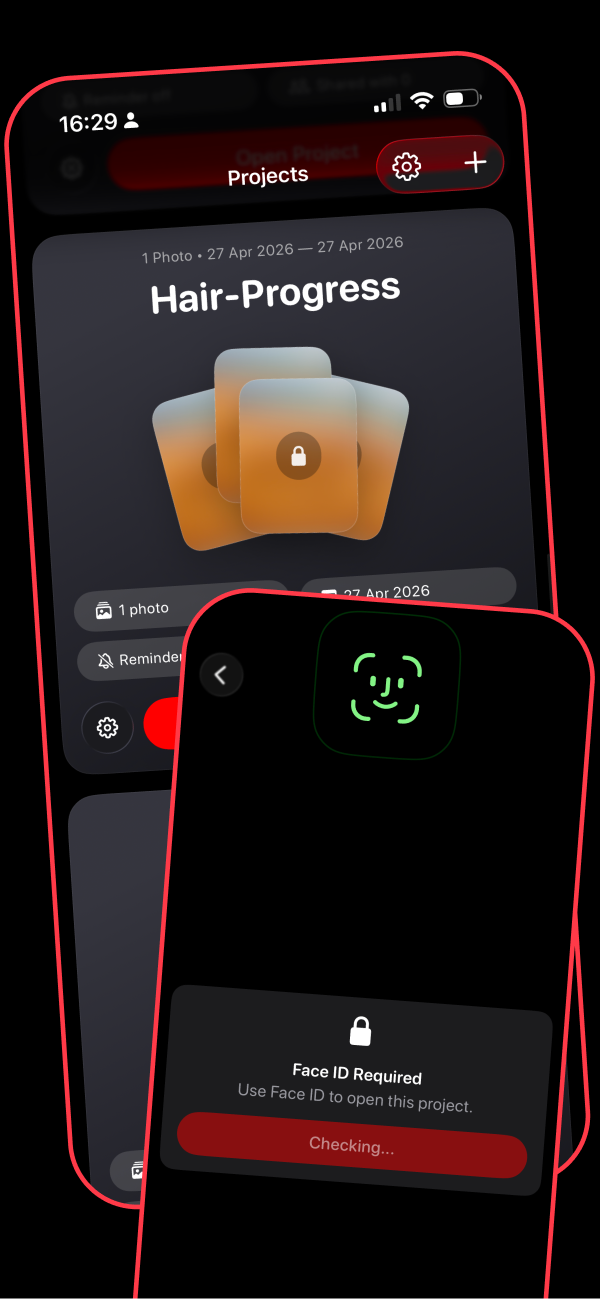 DayReel Hidden Projects Face ID screen